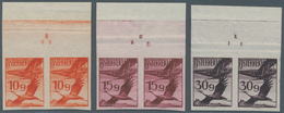Österreich: 1925, 10 G Bis 2 S Flugpost Ungezähnt, Jeweils Im Postfrischen Oberrand-Paar Mit Platten - Unused Stamps
