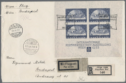 Österreich: 1933, Wipa-Block Auf Luftpost-R-FDC Mit Entsprechendem R-Zettel Und ESST "KONGRESSHAUS 2 - Unused Stamps