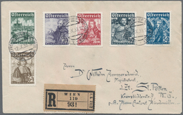 Österreich: 1933, Katholikentag, Satzfrankatur (ein Wert Unten Minim Geschürft) Auf R-Brief Von "WIE - Unused Stamps