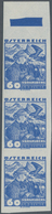 Österreich: 1934, 60 G Volkstrachten Violettultramarin Im Ungezähnten Oberrand-Dreierstreifen Mit Vo - Unused Stamps