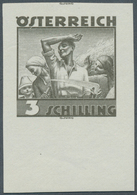 Österreich: 1934, Freimarken "Trachten", 3 Sch. "Ländliche Arbeit", Ungezähnter Offsetdruck-Probedru - Ongebruikt