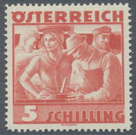 Österreich: 1934, Freimarken "Trachten", 5 Sch. "Städtische Arbeit", Vier Gezähnte Offsetdruck-Probe - Unused Stamps