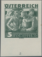 Österreich: 1934, Freimarken "Trachten", 5 Sch. "Städtische Arbeit", Zwei Ungezähnte Offsetdruck-Pro - Ongebruikt