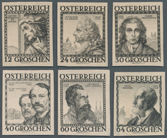 Österreich: 1934, Baumeister Ungezähnt In Schwarz Auf Ungummiertem Kartonpapier, Komplett 6 Werte In - Ungebraucht