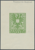 Österreich: 1945, Freimarken "Wappen, 24 Pfg. Als Probedruck In Grünlicholiv, Ungezähnter Einzelabzu - Ungebraucht