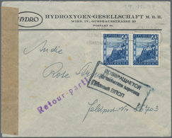Österreich: 1947, 2 X 20 G Ultramarin "Landschaften", MeF Auf Zensiertem Firmenbrief Aus WIEN, 19.11 - Ungebraucht