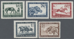 Österreich: 1946, Pferderennen "Austria-Preis", Kompletter Satz Von Fünf Werten Je Als Probedruck In - Nuevos
