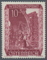 Österreich: 1948, 10 Gr. + 5 Gr. "Wiederaufbau", 16 (meist) Verschiedene Farbproben In Linienzähnung - Unused Stamps