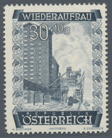 Österreich: 1948, 30 Gr. + 10 Gr. "Wiederaufbau", 15 (meist) Verschiedene Farbproben In Linienzähnun - Unused Stamps
