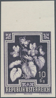 Österreich: 1948, 10 Gr. + 5 Gr. "Viola Odorata", Ungezähnter Einfarbiger Probedruck (nur Stichtiefd - Unused Stamps