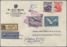 Österreich: 1955, Flugpost Vögel 10 Sch. Und 2 Sch. Mit Beifrankatur Trachten Auf Notar-R-Luftpostbr - Neufs