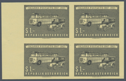 Österreich: 1957. Postauto, 50 Jahre, Mit Der Abart "Ungezähnt" Im Postfrischen 4er-Block Vom Linken - Neufs