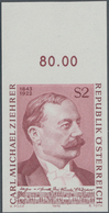 Österreich: 1972, 2 Sch. Carl Michael Ziehrer Ungezähntes Oberrandstück, Postfrisch. Mi. 1.500,- €. - Ungebraucht