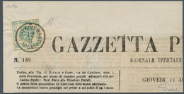 Österreich - Zeitungsstempelmarken: 1853, 2 Kreuzer Blaugrün, Type I A, Allseits Breit- Bis überrand - Journaux