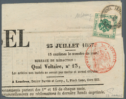 Österreich - Zeitungsstempelmarken: 1853, 2 Kreuzer Tiefgrün, Type I B, Links Oben Schmal-, Sonst Al - Dagbladen