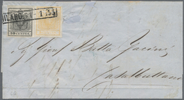 Österreich - Lombardei Und Venetien: 1850, 5 C Ockergelb Und 10 C Schwarz In Type I B, Je Handpapier - Lombardo-Venetien