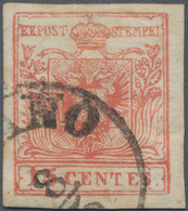 Österreich - Lombardei Und Venetien: Mailänder Postfälschung 15 C Rot, Type II, Farbfrisch Und Rings - Lombardo-Vénétie