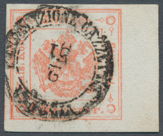 Österreich - Lombardei Und Venetien - Zeitungsstempelmarken: 1858, 4 Kreuzer Rot, Type I, Rechtes Ra - Lombardo-Venetien