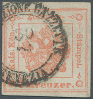 Österreich - Lombardei Und Venetien - Zeitungsstempelmarken: 1858, 4 Kr Rot, Farbfrisches, Voll- Bis - Lombardije-Venetië