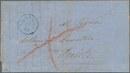 Österreichische Post In Der Levante: 1861, TENEDOS, 10/10, Einkreisstempel In Blau Auf Faltbrief Nac - Oostenrijkse Levant