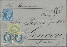 Österreichische Post In Der Levante: 1872, 3 So Grün Und 2 X 10 So Blau, Grober Druck, Entwertet Mit - Oriente Austriaco