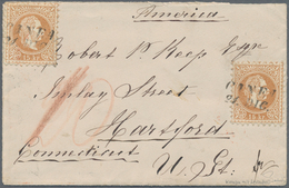 Österreichische Post In Der Levante: 1875, Österreich 15 Kr. Gelbbraun, Grober Druck, Zwei Werte Auf - Oriente Austriaco