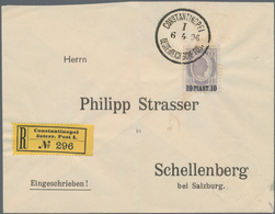 Österreichische Post In Der Levante: 1896, 10 Pia. Auf 1 G. Violettgrau Als Einzelfrankatur Auf Phil - Levante-Marken