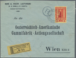 Österreichische Post In Der Levante: 1908, 2 Pia Rot Auf Gelb, Einzelfrankatur Auf Einschreibebrief - Eastern Austria