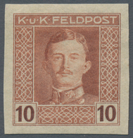 Österreichisch-Ungarische Feldpost - Allgemeine Ausgabe: 1915, 1 H - 10 K Kaiser Karl UNGEZÄHNT, Kom - Andere & Zonder Classificatie