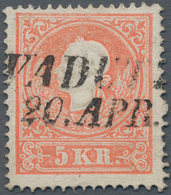 Österreich - Verwendung In Liechtenstein: 1858, 5 Kr. Rot Kaiserkopf Nach Links Mit L2 VADUTZ, Kab.s - Sonstige & Ohne Zuordnung