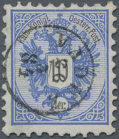 Österreich - Verwendung In Liechtenstein: 1883, 10 Kr. Blau Doppeladler, Gez. 9 1/2, Kab.stück, Tief - Sonstige & Ohne Zuordnung