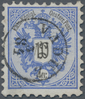 Österreich - Verwendung In Liechtenstein: 1883, 10 Kr. Blau Doppeladler, Gez. 9 1/2, Kab.stück, Tief - Autres & Non Classés
