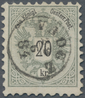 Österreich - Verwendung In Liechtenstein: 1883, 20 Kr. Grau Doppeladler, Gez. 9 1/2, Kab.stück, Lt. - Otros & Sin Clasificación