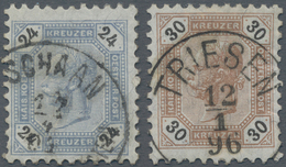 Österreich - Verwendung In Liechtenstein: 1891, 24 U. 30 Kr. Kaiserkopf Im Achteck, 2 Kab.stücke, Lt - Otros & Sin Clasificación