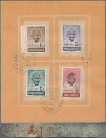 Indien: 1948, FDC, GANDHI, Cpl. Set To 10 R. Mounted On Leaves In A Special PRESENTATION FOLDER With - 1854 Compagnia Inglese Delle Indie