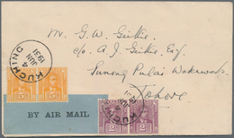 Malaiische Staaten - Sarawak: 1931, KUCHING 4 JUN 1931, Airmail Letter Via SINGAPORE To JOHORE 5 JU - Other & Unclassified