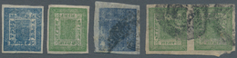 Nepal: 1881/86, 1 A. Ultra Resp. 4 A. Yellowish Green Unused Mint; 1886 1 A. Ultra Resp. 4 A. Yellow - Népal