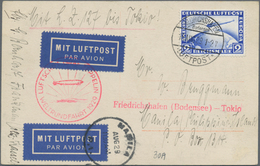 Philippinen: 1929, Incoming Souvenir Postcard "Graf Zeppelin" Franked With 2 RM Zeppelin Blue, Red S - Filippine