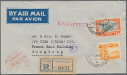 Thailand: 1937/50, Coronation 2 B. Etc., Three Registered Airmail Covers Used 1949/50 To Hong Kong. - Thaïlande