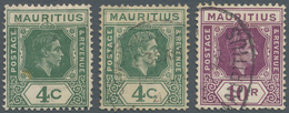 Mauritius: 1938 King George VI 4c Green Mint Plus A Fine Used Value Showing The ‘open C’ (SG No 254a - Mauritius (...-1967)