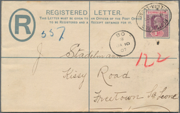 Sierra Leone: 1902 Postal Stationery Registered Envelope KEVII. 2d. Blue Used From Bo To Freetown In - Sierra Leona (1961-...)