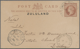 Zululand: "LOWER TUGELA ZULULAND DE 9 1896" Cds On Overprinted 1/2d Postal Stationery Card Of Great - Zoulouland (1888-1902)