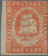 Britisch-Guyana: 1853, "1 C. Brick Red" In Fresh Color, Rare Stamp With Original Gum And Crease, Two - Britisch-Guayana (...-1966)