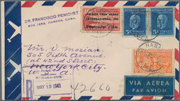 Cuba: 1941, Airmail Letter Franked With Pair 5 C. And 10 C Airmail Stamp With Double Overprint Sent - Altri & Non Classificati