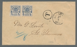 Dänisch-Westindien - Portomarken: 1902, Two 4 Cents Postage Due Stamps (1st Issue) Horizontal, As Us - Danimarca (Antille)