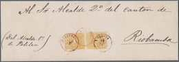 Ecuador: 1865, 1 Real, Imperforated Pair On Letter Within RIOBAMBA. Very Fine Apperance With Some Tr - Equateur