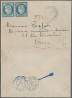 Martinique: 1875, Ceres 25c. Blue Horiontal Pair, 50c. Rate On Cover (opened At Three Sides) From Fo - Other & Unclassified