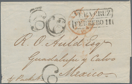 Mexiko: 1843, Letter Mailed From London To Guadelupe Y Calvo Arriving In VERA CRUZ With 2/3d Rate Pr - Messico