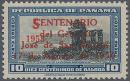 Panama: 1953, FLUGPOST, Sehr Seltener Fehldruck Des Aufdrucks Des 4-zeiligen Roten Überdrucks "CENTE - Panama