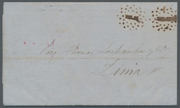 Peru: 1862, Charming Stampless Domestic Letter Peru With Two Clear Strikes Of The Point Postmark Fro - Pérou